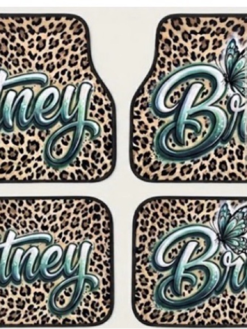 Custom Leopard Print Car Floor Mats Key Chain and License Plate